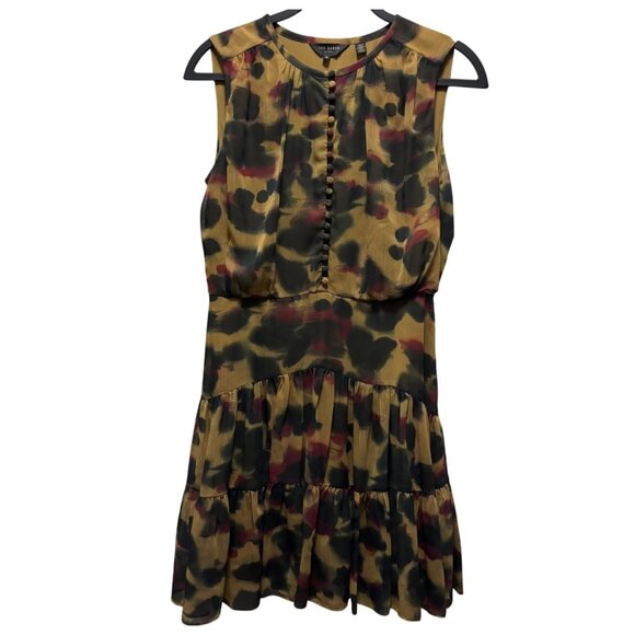 Ted Baker Womens Elvinia Animal Print Button-Up Mini Dress Size 2 US 6 - Picture 4 of 10
